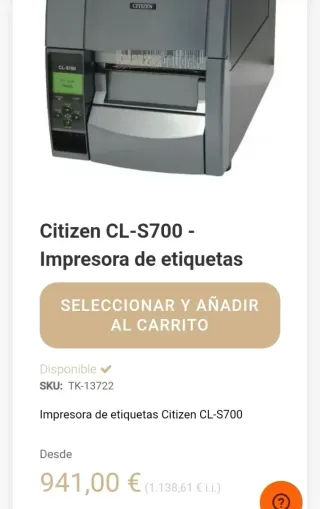 Citizen CL-S700 Impresora Etiquetas 203 dpi