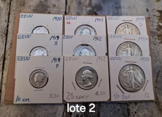 Lote 9 monedas plata EEUU