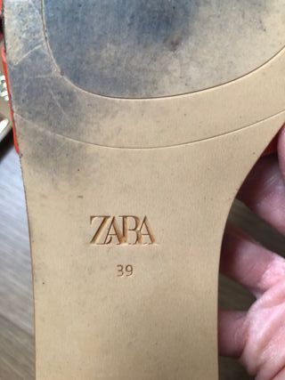 Sandalias Zara Piel Talla 39 Naranja