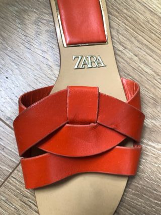 Sandalias Zara Piel Talla 39 Naranja