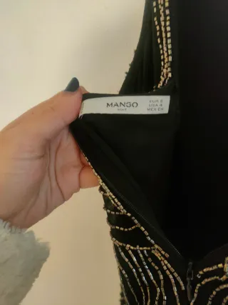Vestido Mango negro pedrería talla S