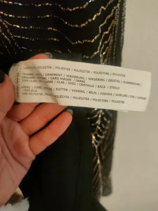 Vestido Mango negro pedrería talla S