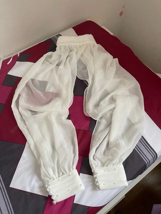 Mono de novia gasa plisada chal extraible NUEVO