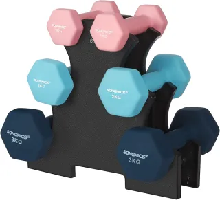 Mancuernas Hexagonales 1-3 kg con Soporte SONGMICS SYL612MK