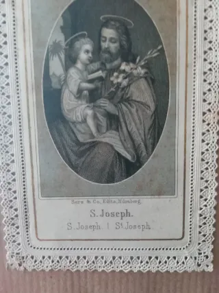 Antica stampa religiosa S. Joseph con pizzo