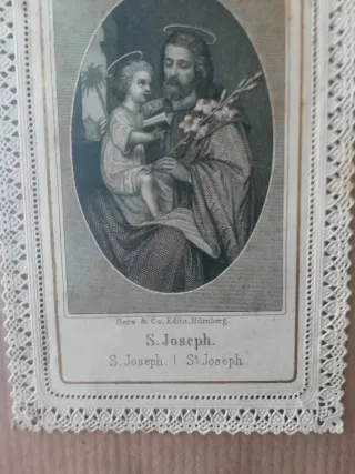 Antica stampa religiosa S. Joseph con pizzo