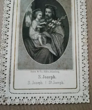 Antica stampa religiosa S. Joseph con pizzo