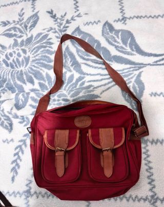 Bolso Bandolera Vintage Halcon Marrón/Rojo