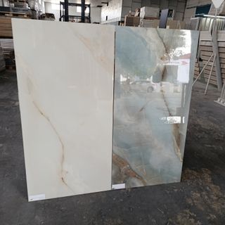 Azulejos Mármol Pulido Crema y Azul 60x120