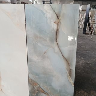 Azulejos Mármol Pulido Crema y Azul 60x120