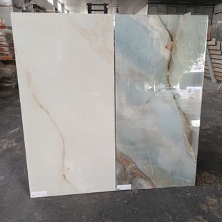 Azulejos Mármol Pulido Crema y Azul 60x120