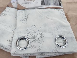 2 Tende Emily Filtrante 130x280 Fiori Grigio/Avion