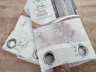 2 Tende Emily Filtrante 130x280 Fiori Grigio/Avion