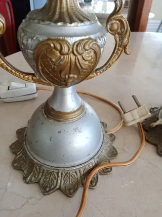 Lámparas Vintage Mesita Noche Cristal Metal