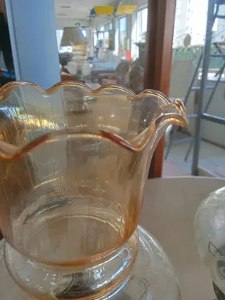 Lámparas Vintage Mesita Noche Cristal Metal