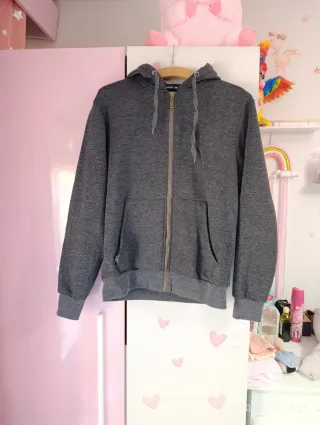 Sudadera con cremallera gris hombre