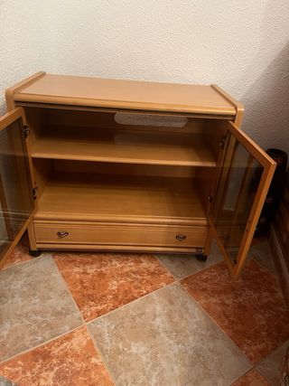 Mueble TV madera y cristal