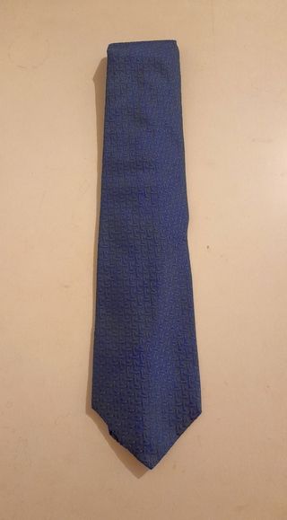 Cravatta vintage seta blu e giallo Made in Italy