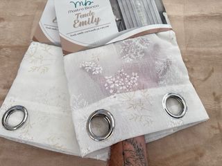 2 Tende Emily Filtrante 130x280 Fiori Beige