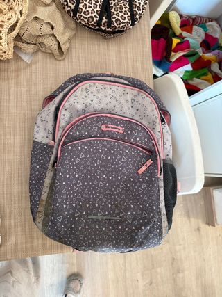 Mochila Tandem gris y rosa