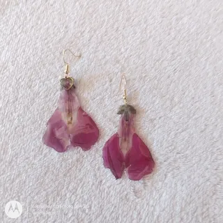 Pendientes con  Flor Natural, Artesanales.
