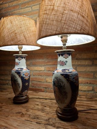 Lámparas de mesa de cerámica y madera