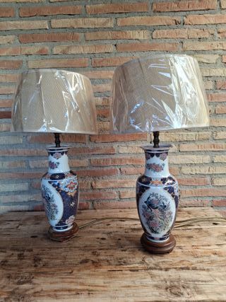 Lámparas de mesa de cerámica y madera