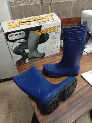Botas de agua Safely azules y grises