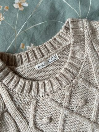 Maglione Oysho donna trecce beige taglia S