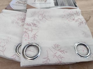 2 Tende Emily Filtrante 130x280 Fiori Rosa
