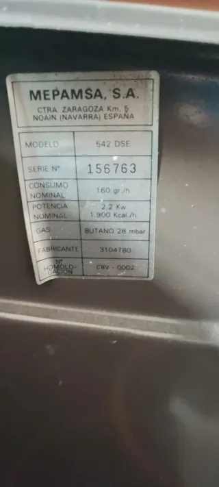 Estufa de gas Mepamsa
