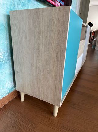 Mueble TV y Mesa Centro Madera y Plástico