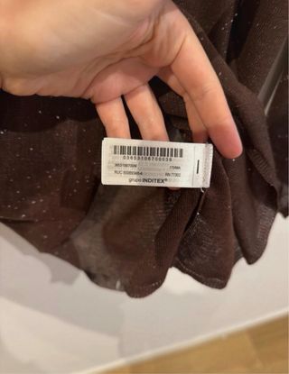 Top Zara fiesta M punto brillos asimétrico