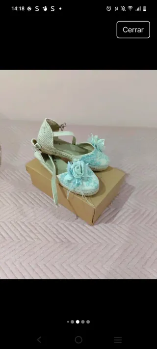 Espardeñas comunión encaje azul