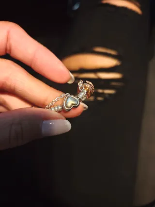 Pulsera Pandora Corazón y Dijes plata y oro rosa,