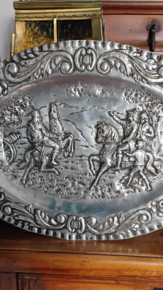 Bandeja Ovalada Antigua Decorada