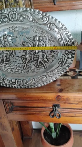 Bandeja Ovalada Antigua Decorada