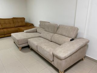 Sofá Chaislongue Beige Tela