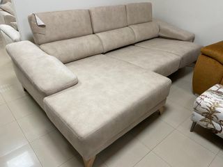 Sofá Chaislongue Beige Tela