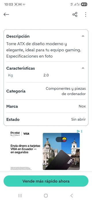 Torre NOX ATX Negra Nueva