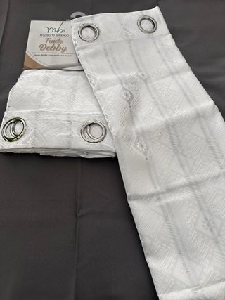 2 Tende Debby Coprente 130x275 Bianco/Argento