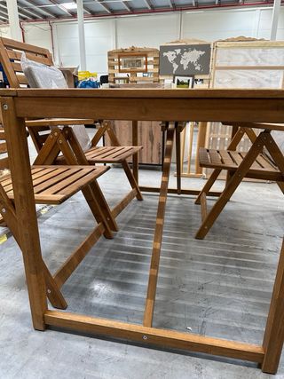 Mesa y 4 Sillas Plegables Madera