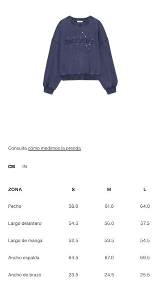 Sudadera Zara Azul Lavado Talla M