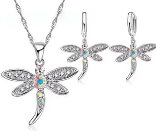 Conjunto Libélula Suerte Plata de Ley