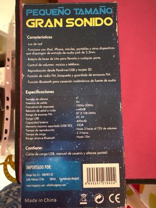 Altavoz Portátil Bluetooth