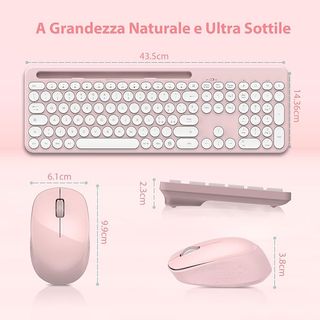 Teclado y Ratón Inalámbrico LeadsaiL Rosa