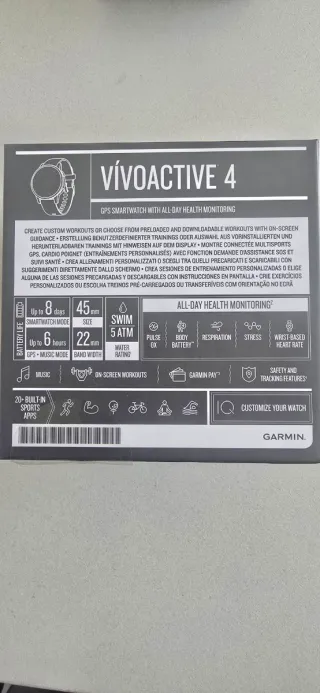 Reloj Garmin VÍvoactive 4 Negro 45mm