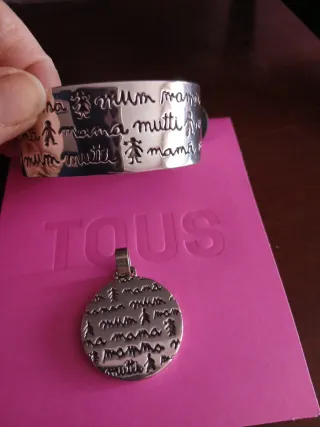 Conjunto Tous: Pulsera y Colgante Plata