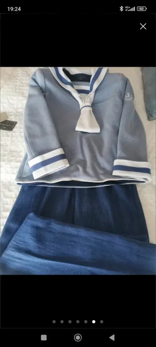 Traje Comunión Niño Azul y Blanco Talla 11-12