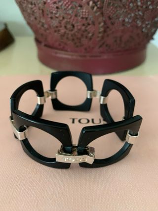 Pulsera Tous Plata Ley Resina Negra